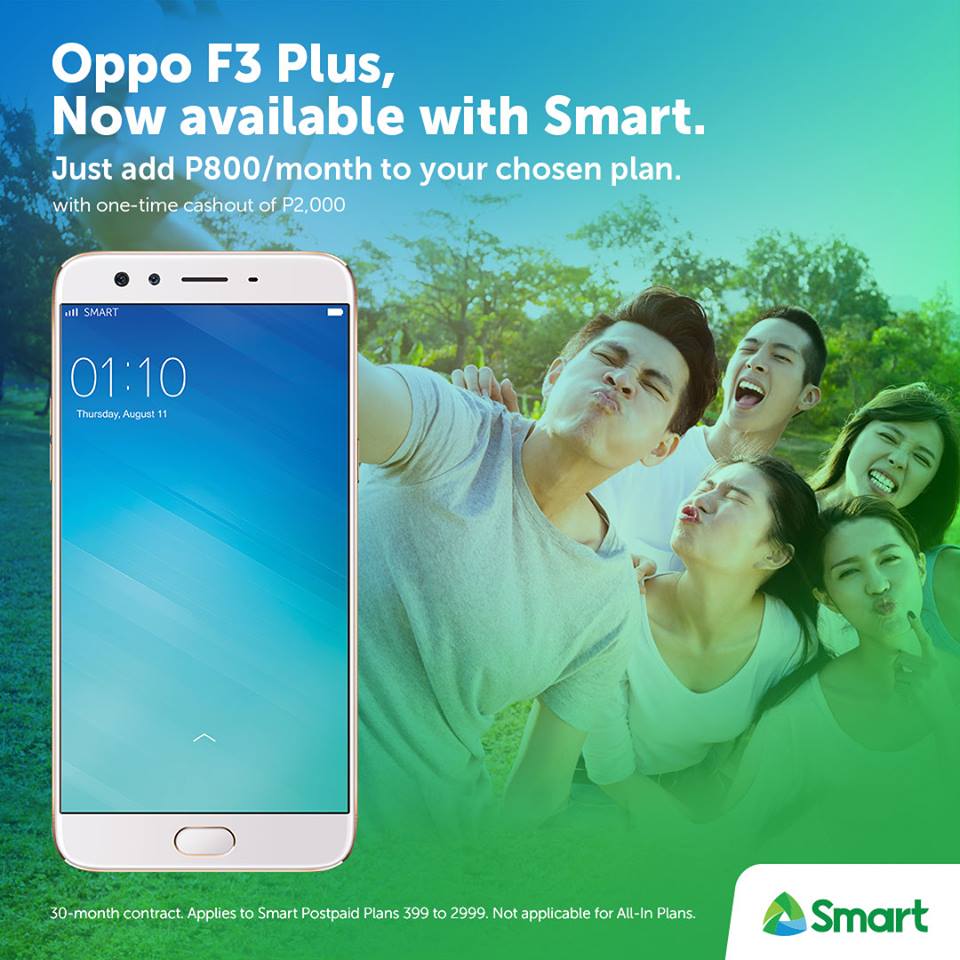 OPPO F3 and F3 Plus now available at Smart Postpaid Plans