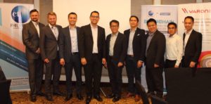 IN PHOTO (L-R): Miroslav Mandel, VP APAC, Flowmon Networks, Tomas Sarocky, Area Manager, Flowmon Networks, Lubos Milan, Country Manager, Flowmon Networks Philippines, Teddy Sumulong, Managing Director, Computrade Technology Philippines, Inc., Harry Surjanto, Founder and CEO of CTI Group, Ryan Guadalquiver, Country Manager, SAS Philippines, Jason Loh, Analytics Platform & Global Technology, SAS, Antonio Soriano, Senior Technical Consultant, Varonis, Cedric Tan, Regional Manager, Varonis