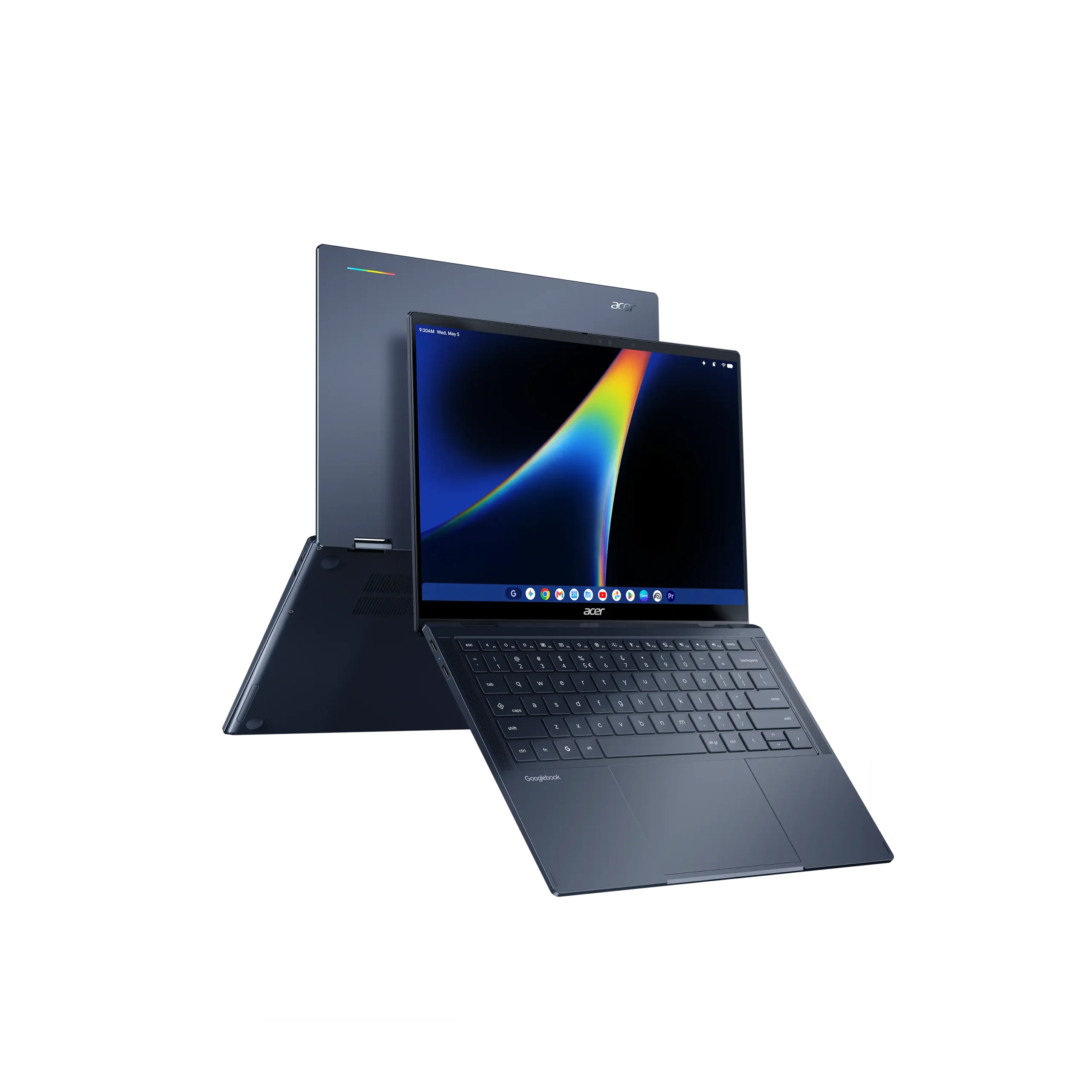 Acer Googlebook 14 convertible laptop shown in Elemental Blue
