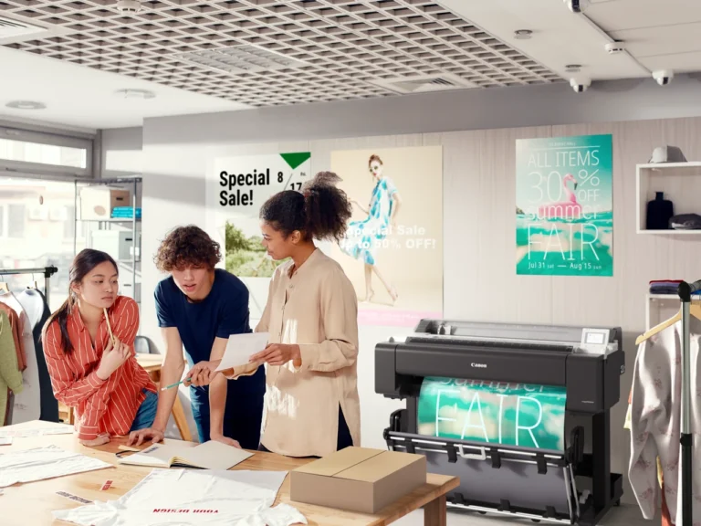 Canon imagePROGRAF TM-5610M printing a retail poster