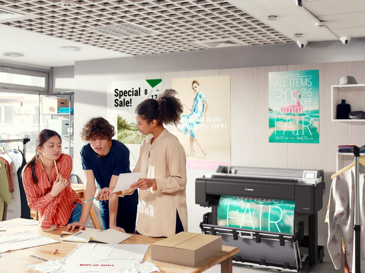 Canon imagePROGRAF TM-5610M printing a retail poster