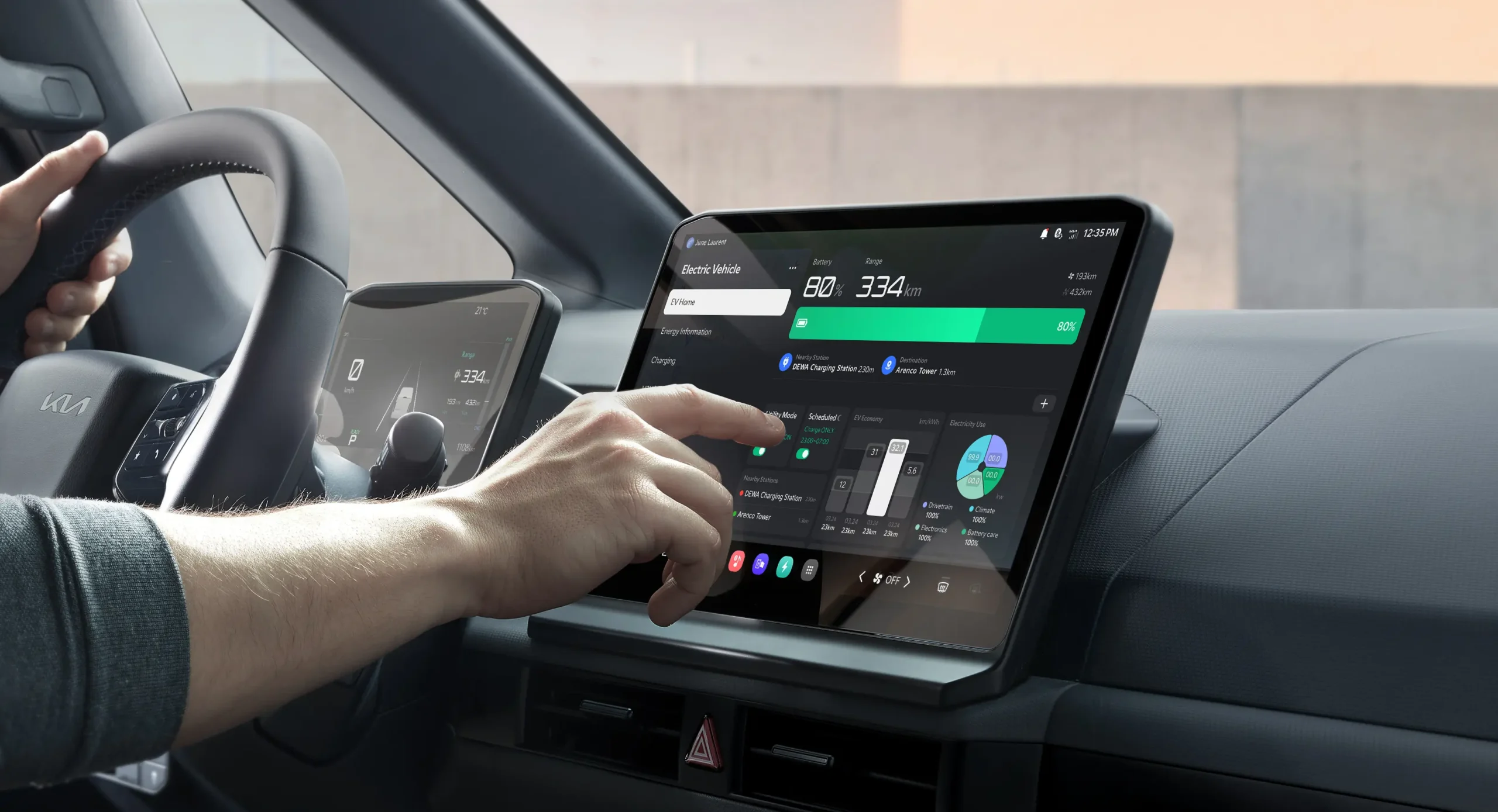 Kia PV5 Cargo launch editorial image highlighting PV5 12.9 inch Infotainment System