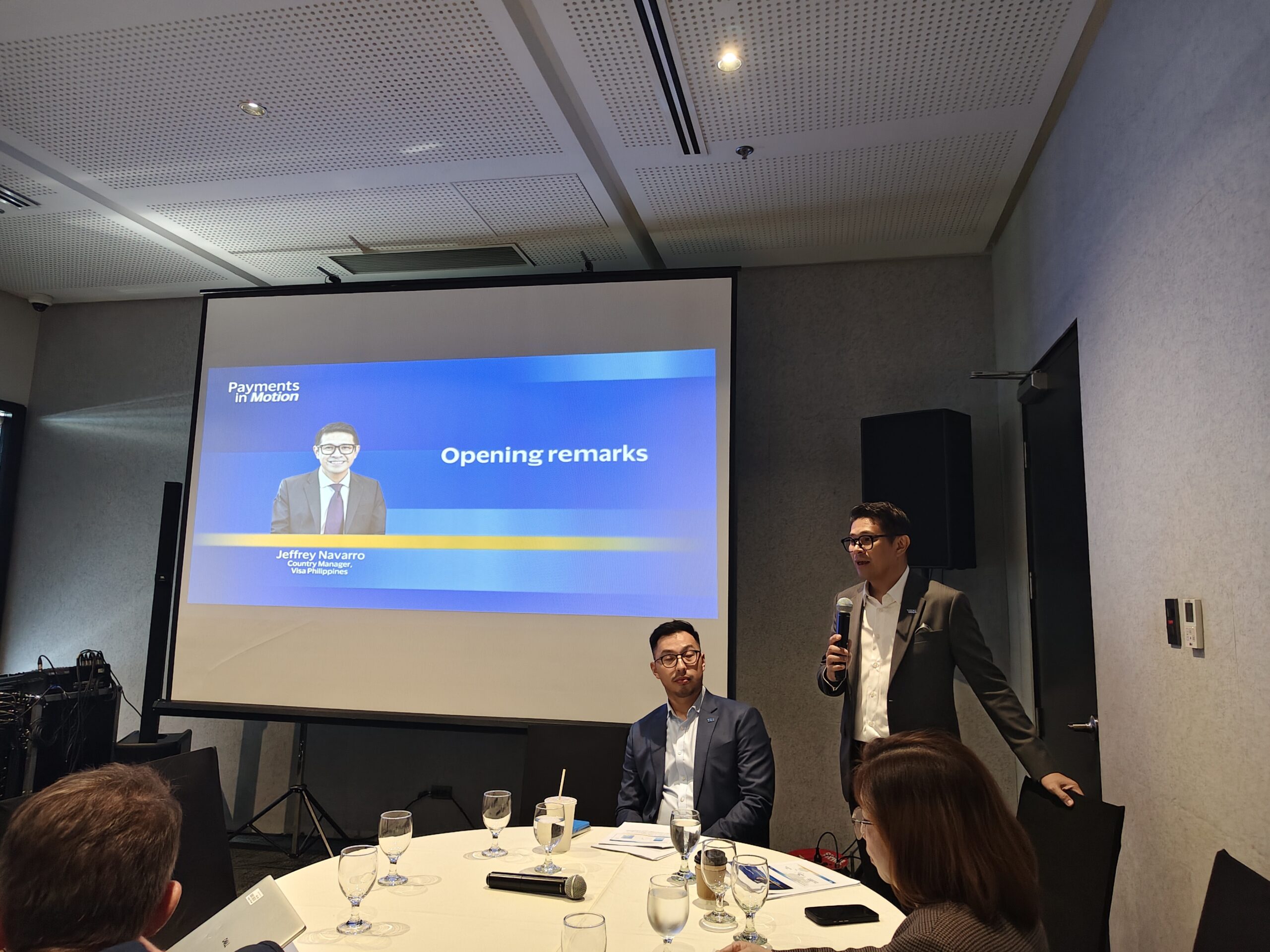 Visa Philippines Country Manager Jeffrey Navarro delivers opening remarks at a Visa event.
