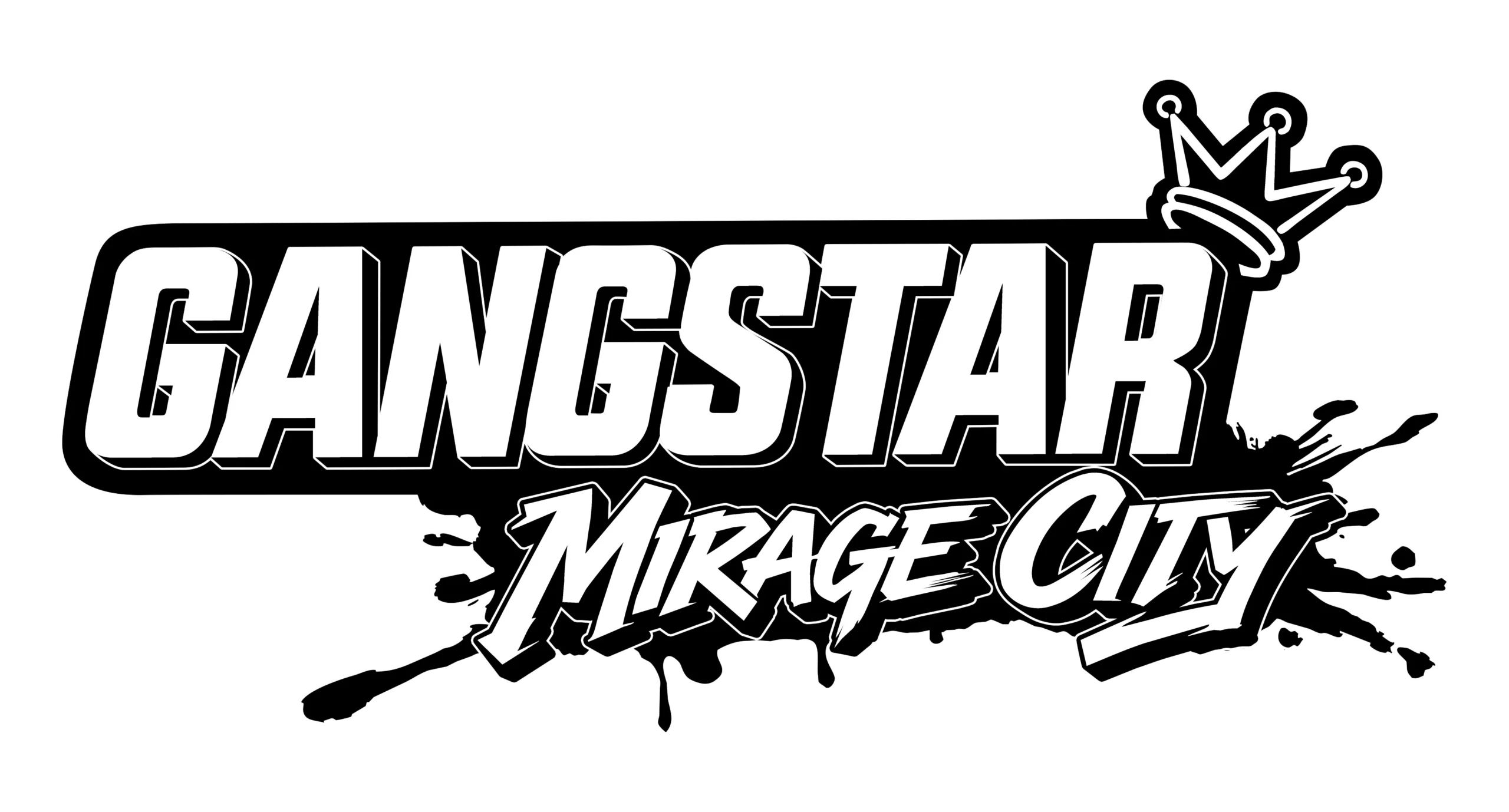 Gangstar Mirage City update editorial image highlighting logo B&W