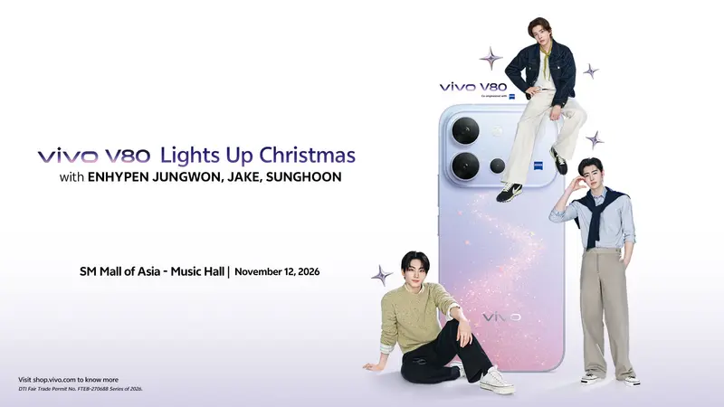 vivo V80 ENHYPEN event editorial image highlighting vivo Lights Up Christmas Event